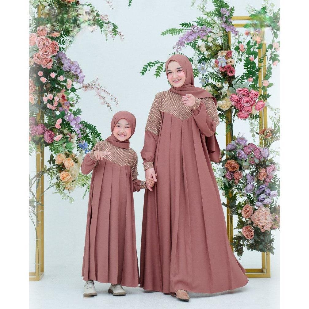 PL30 Gamis Coupel Claoudya Mom and Kids  ? Dress Cringkle Airflow Premium - Fashion Muslim Wanita Uk