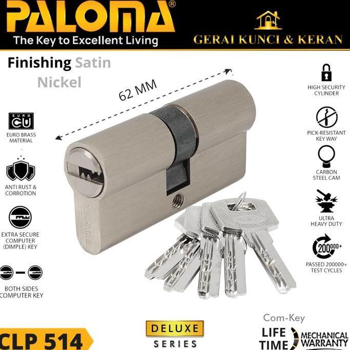 Build- Paloma Clp 513 514 515 516 517 518 519 Double Cylinder Kunci Pintu Rumah Deluxe Dc-Ck 62Mm Co