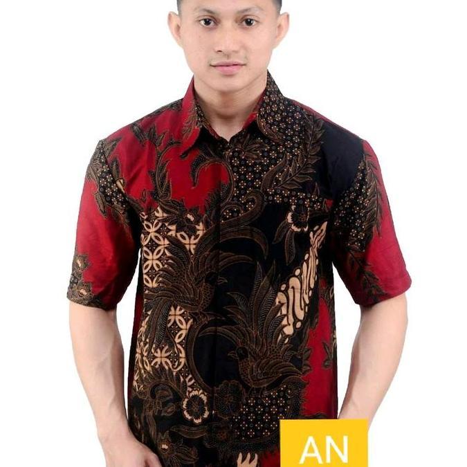 Xxxy- Kemeja Batik Pria Lengan Pendek Katun Kain Kerja Motif Keren Mewah Baju Santai Bunga Seno Mera