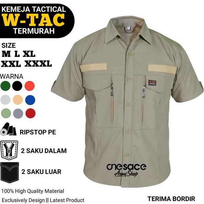 Kemeja Tactical W-TAC Lengan Pendek PREMIUM / Kemeja Kerja Kantor Lapangan PDL PDH Outdoors Casual K