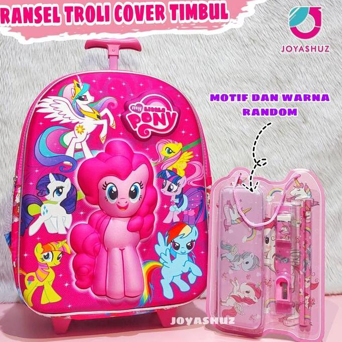 Tas Troli Anak Perempuan Sd TK Karakter Pony 3 Dimensi Motif Ransel
