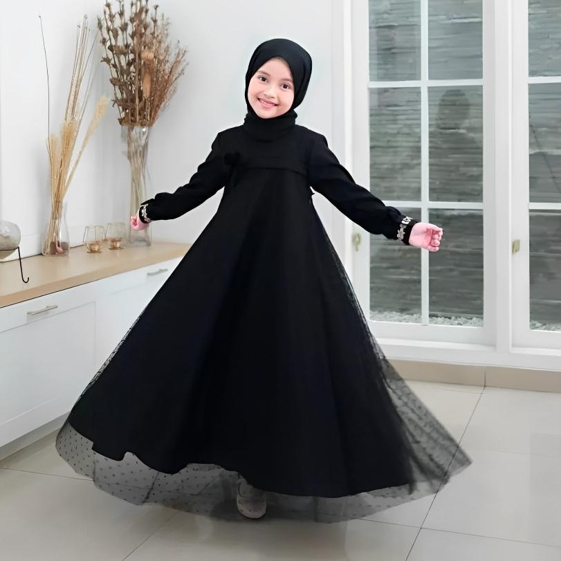Gamis Putih Anak Perempuan Set Baju Misha Dress Kids Gamis Anak Usia 5-14 Tahun Gamis Anak Perempuan
