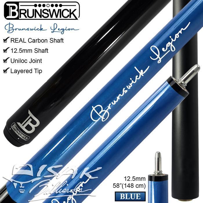 Brunswick Legion Cue Blue - Real Carbon Shaft Uniloc Pool Stick Billiard