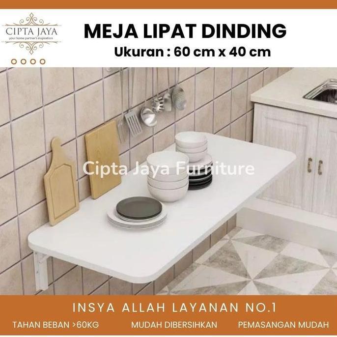 TERLARIS - Furnitur Kamar Estetik Meja Lipat Dinding Kayu 60x40 cm Tempel Belajar Lesehan Gantung Be