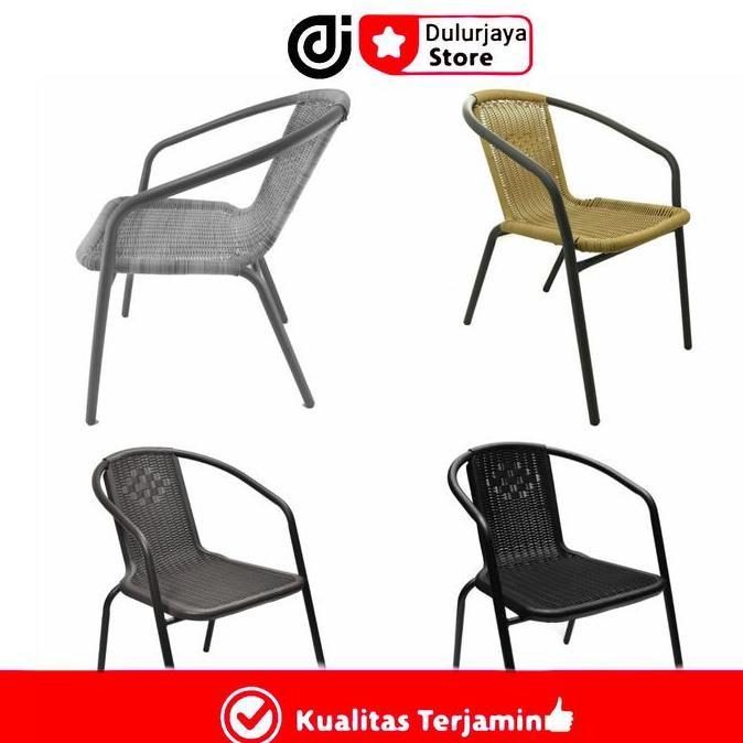 TERBARU - kursi teras 1 pcs/kursi taman 1 pcs/kursi besi motif rotan 1 pcs