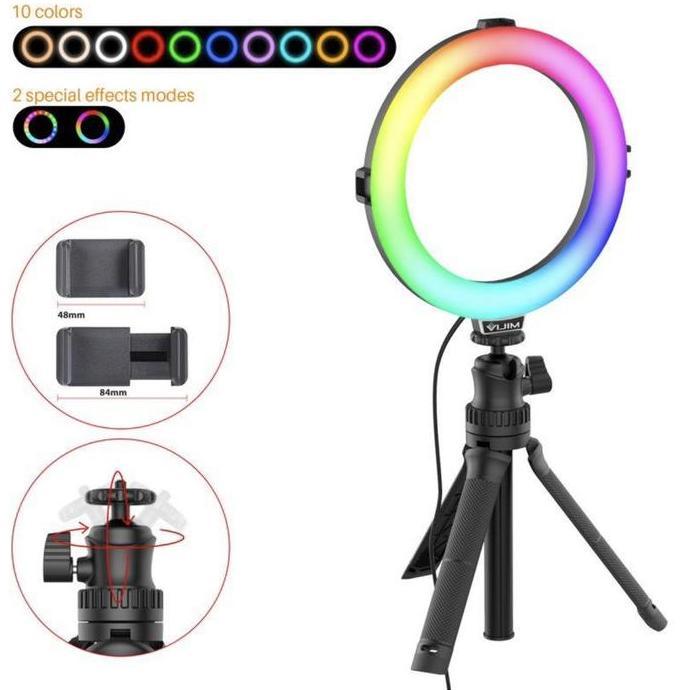 TERBARU - Ulanzi Vijim K9 RGB LED Ring Light Ringlight Ringlite Stand 2424