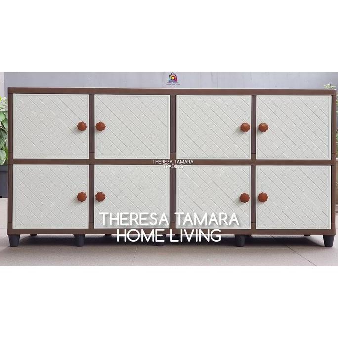 PROMO DISKON - MEJA RAK TV PLASTIK CLUB QUATRO 2 MEJA TV LED 8 PINTU SERBA GUNA