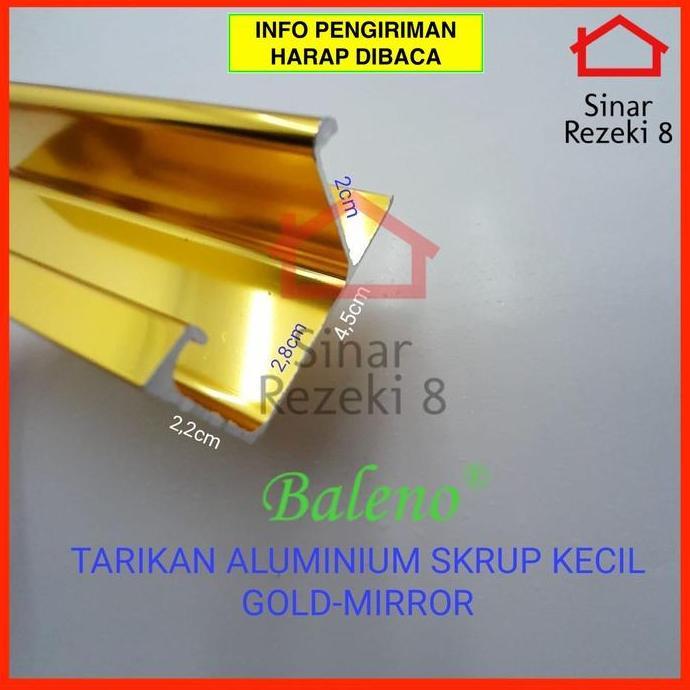 NEW - Tarikan Profil Aluminium GOLD MIRROR GP 30 36 Handle Frame Lis Edging