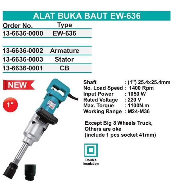 PANGRANGO Impact Wrench LISTRIK 1" WIPRO EW636 / Alat Buka Pasang Baut 1 Inch