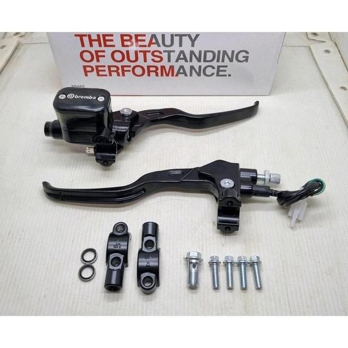 DV323 - Handle master rem brembo tabung kotak set kiri kanan drat dudukan spion universal semua moto