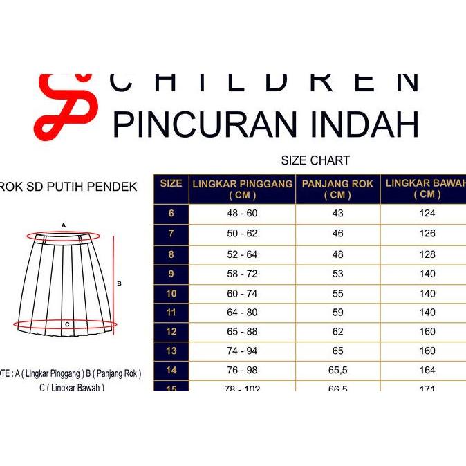 Rok SD putih Pendek Karet Bahan FAMATEX size 6 - 15