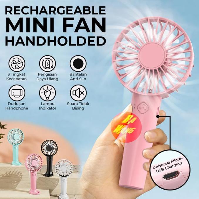 Kipas Angin Mini Genggam Fan Portable Stand Dudukan Holder HP Phone Handphone