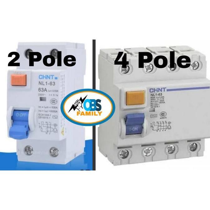 Rccb / Elcb 4 Pole 25 Ampere Tipe Nl1-63 Merk Chint Asli