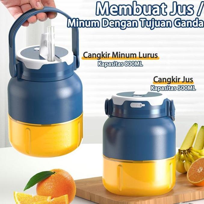 u_umbrellass - [hjs] portable juice blender 8 mata pisau 5ml juicer dengan silikon sedotan rechargea