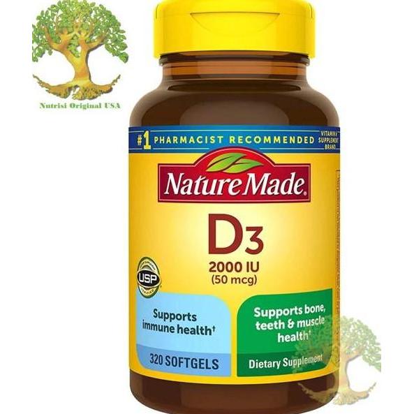 Nature Made Vitamin D3 2000iu 320 Softgels USA