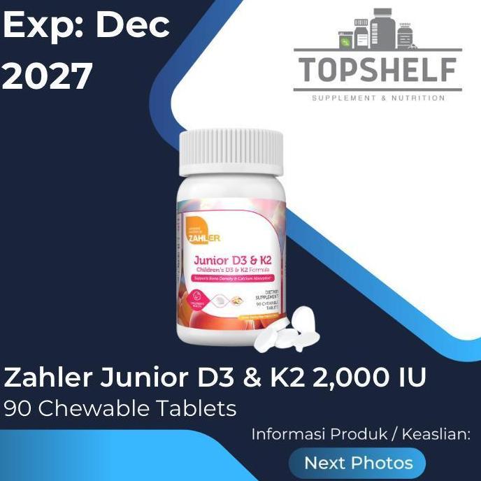 Zahler Junior D3 + K2 2000IU 90 Chewable s Vitamin Anak K2 D3