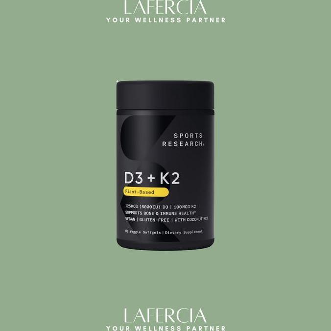 Sport Research Vitamin D3 5000IU + K2 100mcg Plant Based - Support Bon