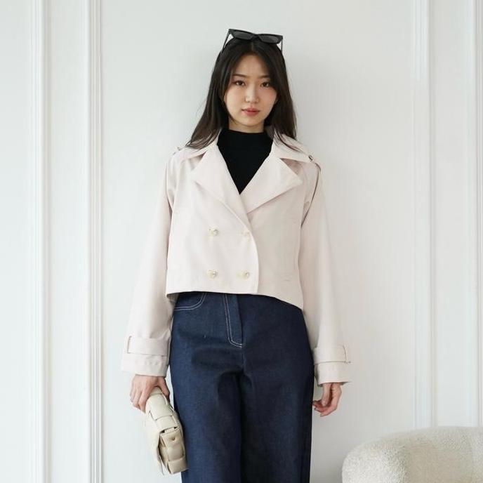 Momi- Shiji Tasya Blazer Crop Jaket Wanita Stylish Daily Bahan Woolblend Tebal Premium Oversize Basi