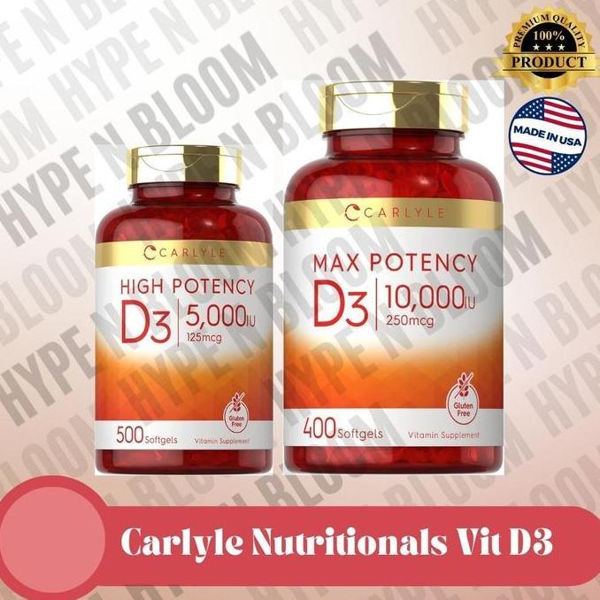 Vitamin D3 5000 10000 iu Carlyle 400 500 sg 125 250 mcg vit imunitas max potency USA