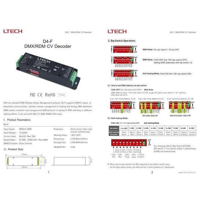 Murah LED Drivers / DMX512/RDM / CV DMX512 Decoder LTECH alfa-p00 dijamin