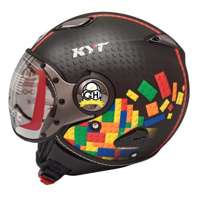 HELM KYT ELSICO #5 BLACK MATT RED KYT HALF FACE