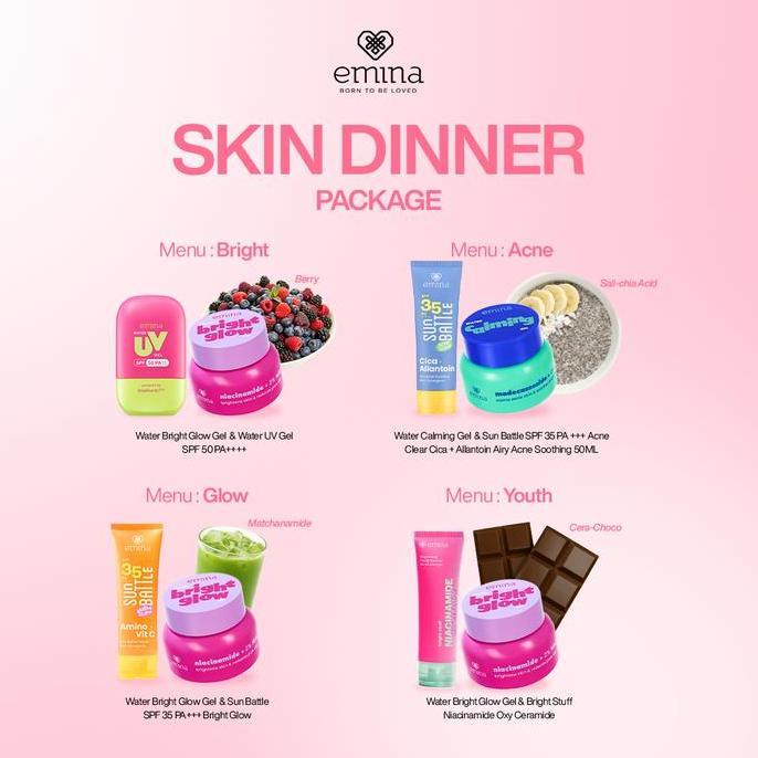 sswwgudang - emina skin diner package 2 pcs | paket isi 2 | paket skincare remaja mencerahkan | pake