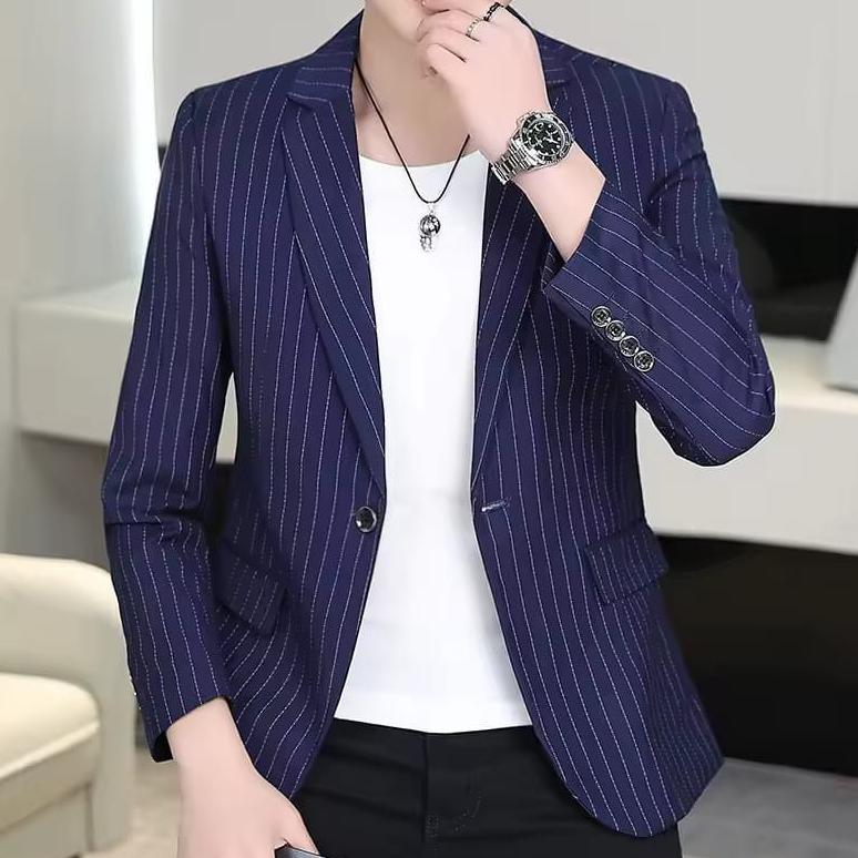 Sale Blazer Pria Motif Salur/Jas Blazer Cowok Salur/Casual Pria