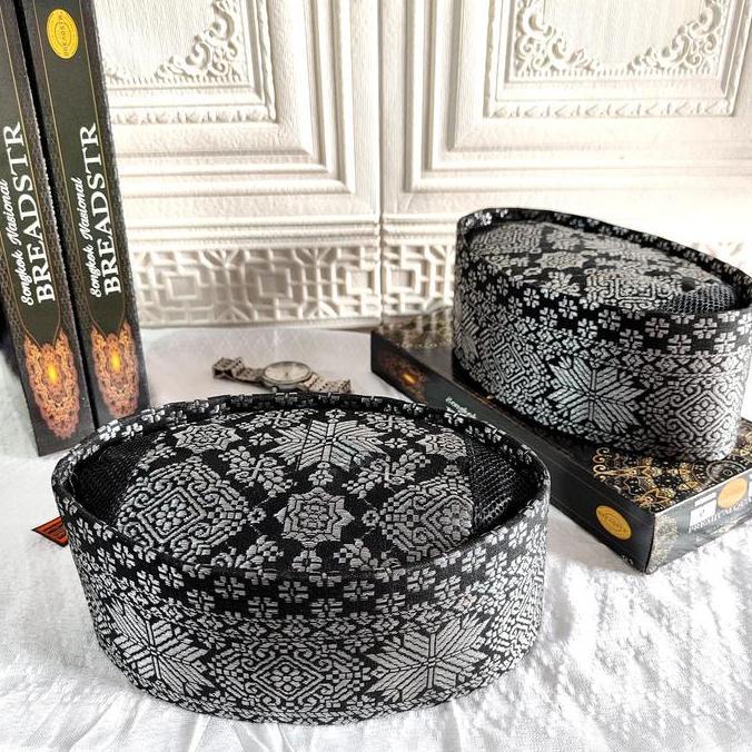 Peci Songkok Kopiah songket Hitam Premium Asli Tenun Merk BREADSTR