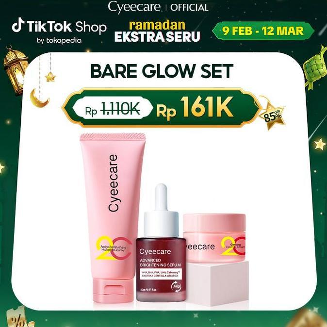 sswwgudang - bpomcyeecare glowing trio set - glowing essence cream 3g +peeling solution 2gr. serum +