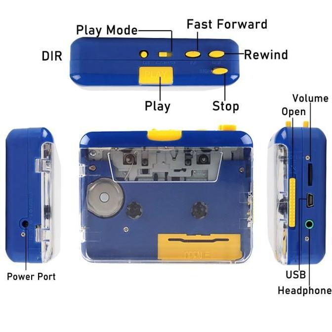 walkman stereo cassette portable tape player kaset pita - transparan