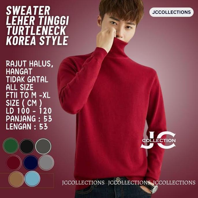 Xxpi- Sweater Turtleneck Rajut Korea Pria Rajut Knitting - Jcfashion