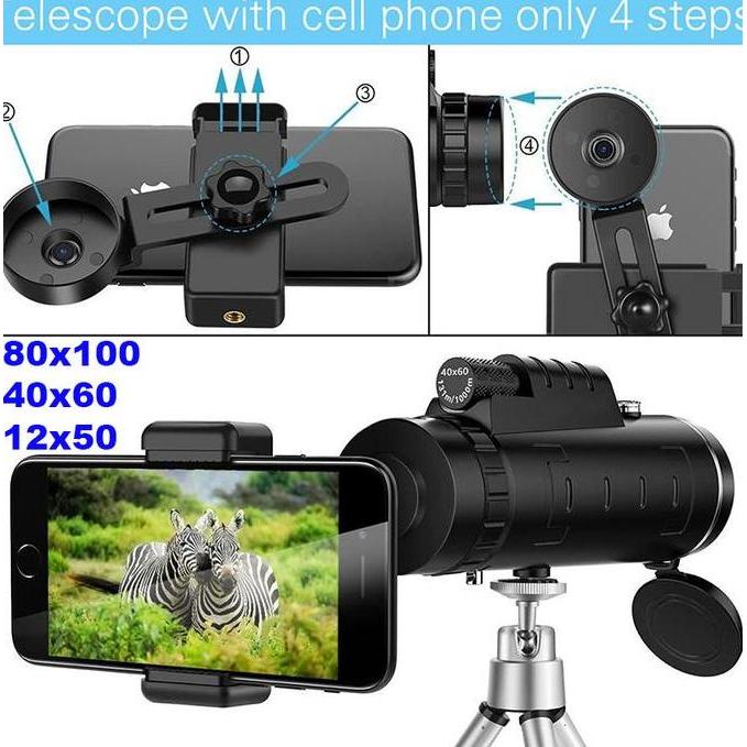 Kamera lensa Teleskop HP 80x100 jarak zoom HD 1500m - 9500m waterproof