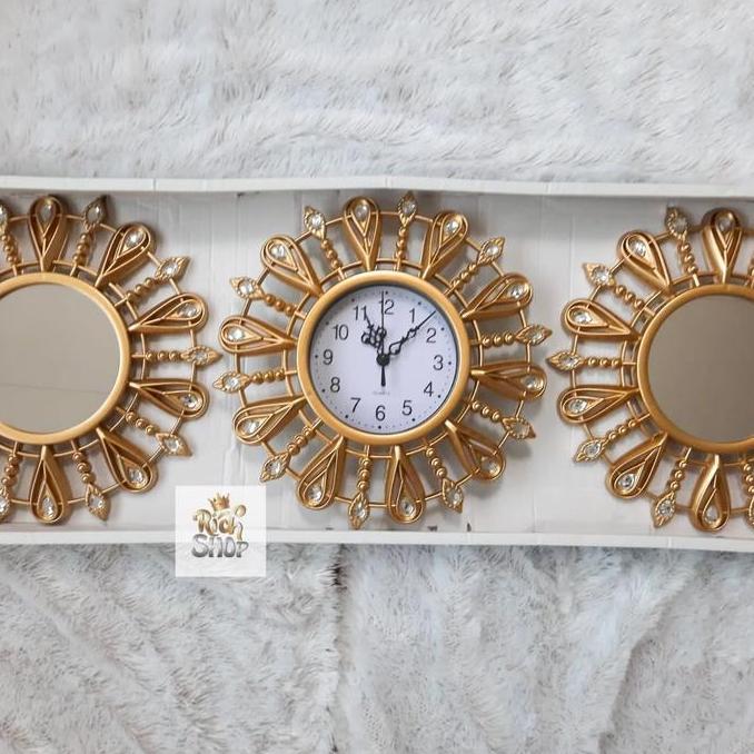 TERBARU - Jam Dinding Cermin Set Home Decor Wall Clock