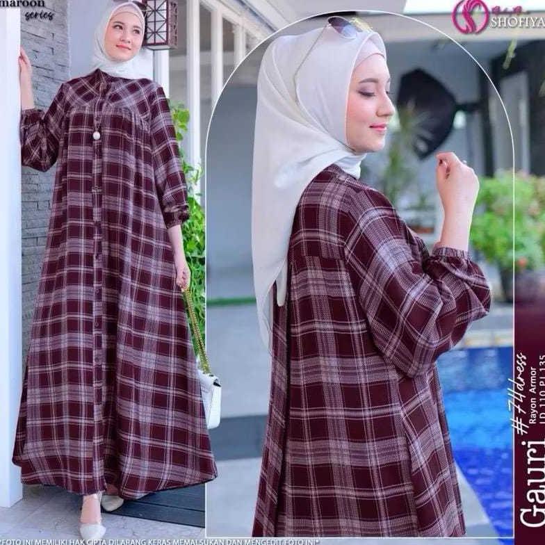 BEST SELLER GAMIS GAURI MOTIF KOTAK BAHAN RAYON DIAMOND // GAMIS RAYON TERBARU // GAMIS JUMBO