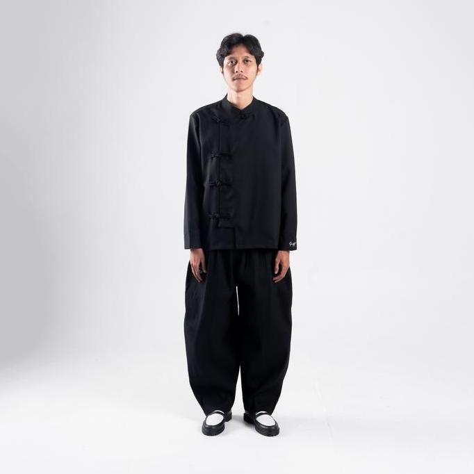 Lansungkirim- Geld Importaint -Cheongsam Longshirt | Kemeja Cheongsam Polos Pria Dan Wanita