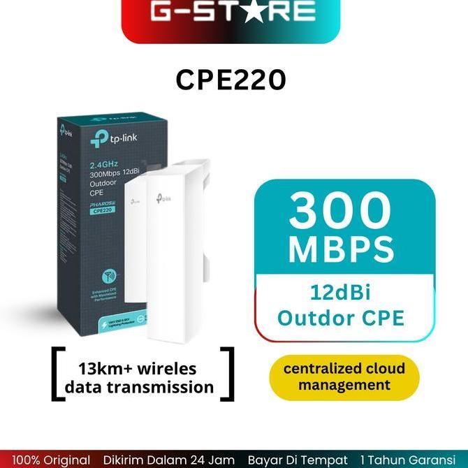 TERBARU - ACCESS POINT MURAH TP-LINK CPE220 2.4GHz 300Mbps 12dBi + FREE ONGKIR Adaptor Router