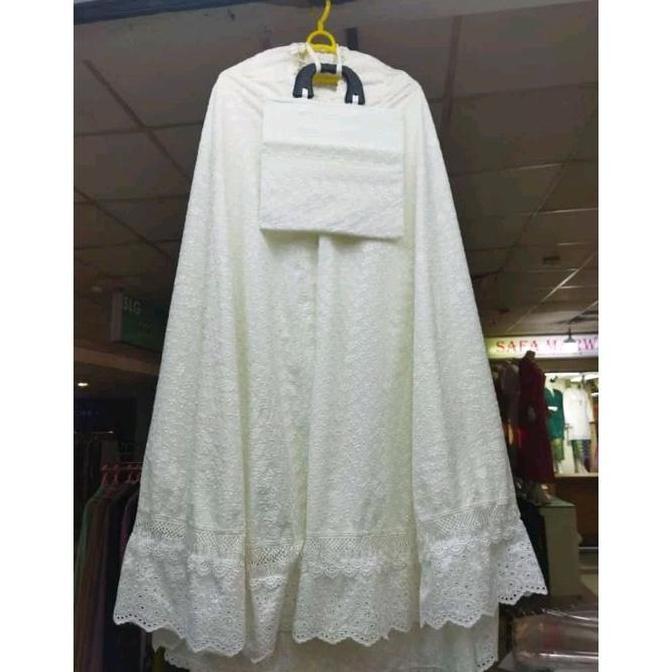 Wkwkpop- Mukena Dewasa Katun Paris Bordir Premium Mukena Bordir Renda Rempel Katun Kain Atasan Bunga