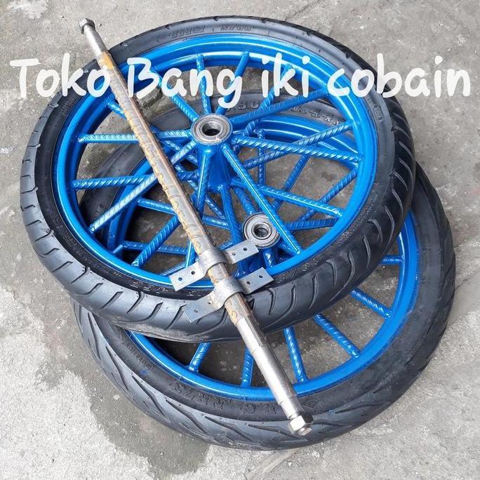 TERBARU RODA GEROBAK DORONG 1set Ruji Besi 8besar Ring 17inch Roda Kastor Ban
