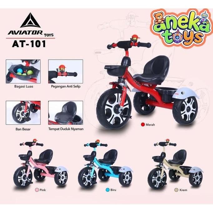 Zz99- Aviator Toys Sepeda Roda Tiga Anak Aviator At101 Ban Eva Jumbo Tanpa Musik Rangka & Fork Besi 