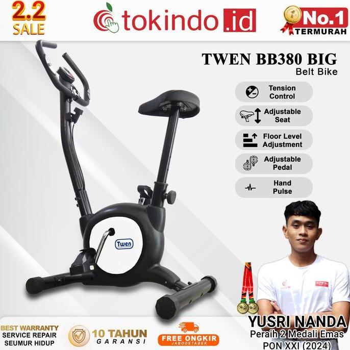 Basercell - Sepeda Statis Twen BB38BIG Belt Bike New Arrival Alat Fitness dengan Monitor Waktu, Kece