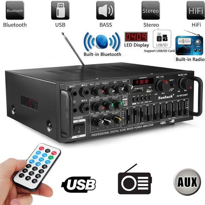 Power Ampli Amplifier Karaoke Koneksi Bluetooth Suara Jernih 2000W PROMO