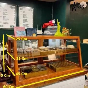 Promo FD-01 Food Display Etalase Makanan Kayu Etalase Roti Kue Cafe Resto Warung Diskon
