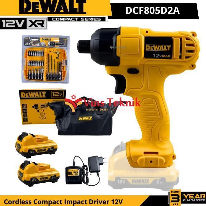 Diskon Dewalt Dcf805D2A Mesin Obeng Baterai Cordless Compact Impact Driver 107Nm 12V Dcf805