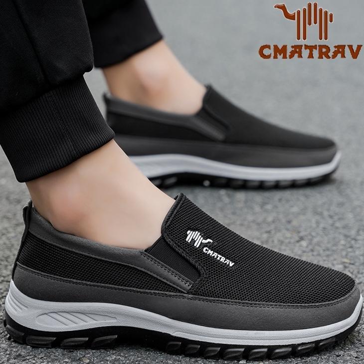 CMATRAV Sepatu Slip on Pria Sepatu Olahraga Outdoor Pria Flat Slip-On terlaris