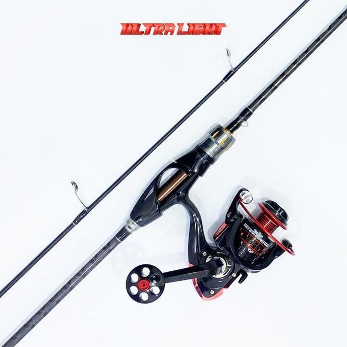 sahaneka2 - pusat alat pancing - 1 set joran pancing lure golden spinning action light joran super r