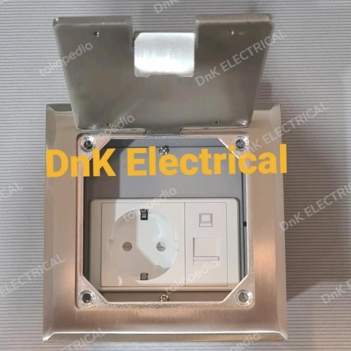Ready Stop Kontak Lantai/Stopkontak Lantai VNB Type 120 (Frame+Schuko+Cat 6)