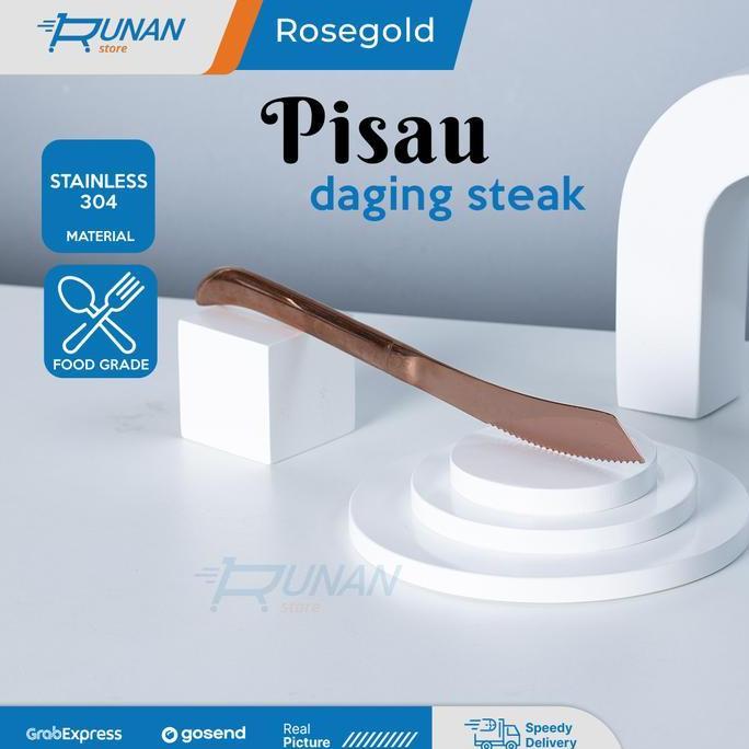 Pisau Steak Rose Gold Steak Knife Stainless Hotel Pisau Daging