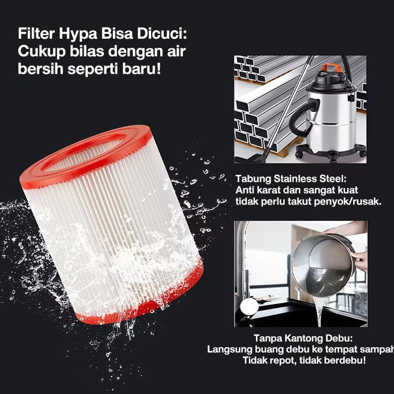 TERBARU TIXX 15L Vacuum Cleaner Low Watt 650W Vacuum Cleaner Debu Rumah Vacuum Cleaner Wet And Dry