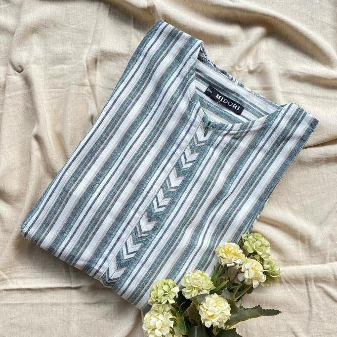 Murah Midori-Bazla Dress Vol 2 -Gamis Salur Linen Import - Gamis Wanita Dewasa Muslim Non COD