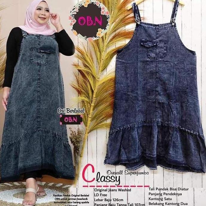 Willply Overall Wanita Jumbo Jeans Big Size Terbaru Long Overall Jumpsuit Panjang Denim Setelan